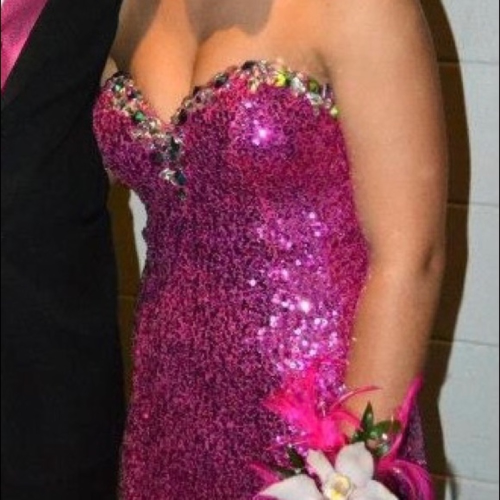 Fuchsia Sequin Prom Dress